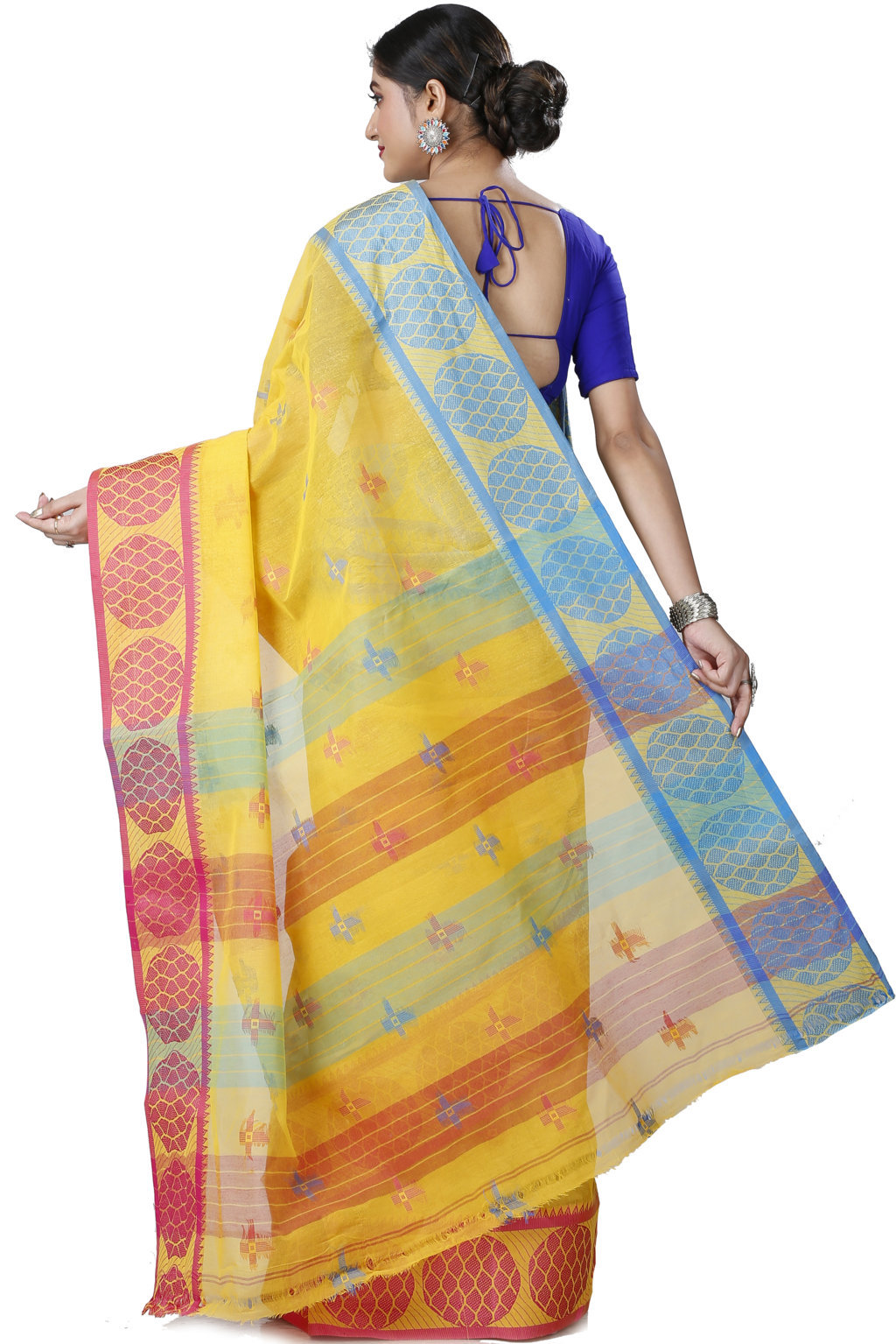 Yellow Pure Cotton Ananda Tant Saree (1078)